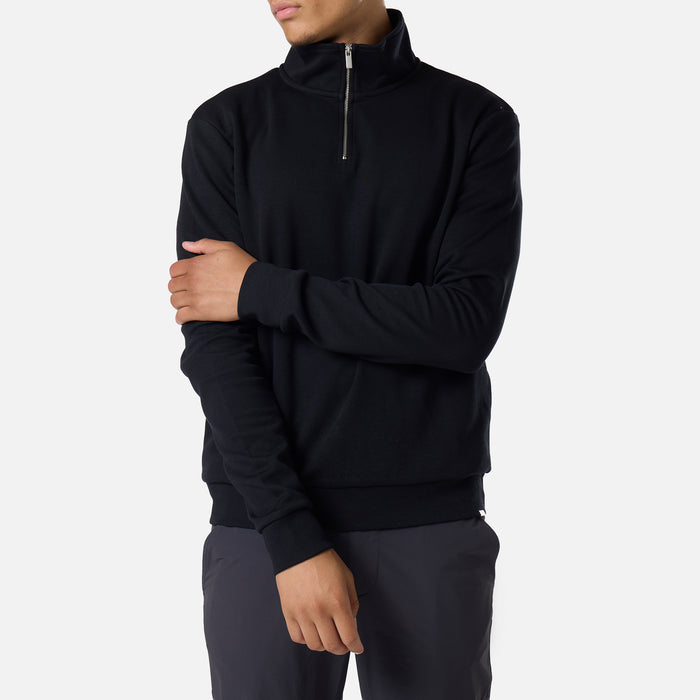 1/4 Zip Interlock Funnel Fleece | Black