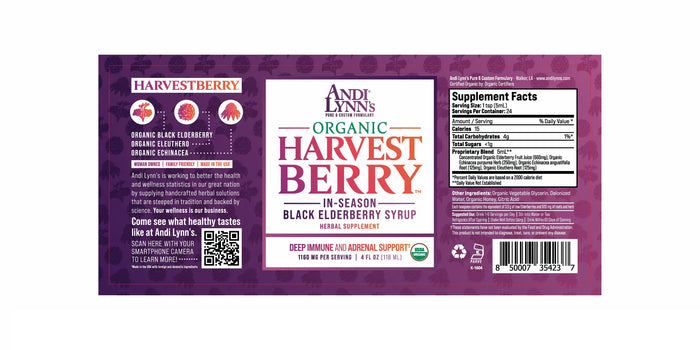 Andi Lynn's Harvestberry Elderberry Syrup, 4oz