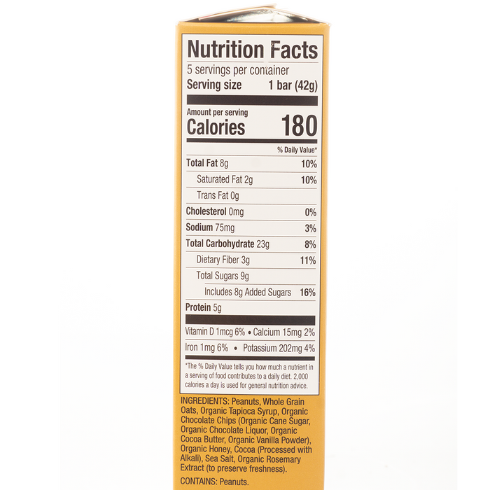 Bob's Red Mill Peanut Butter Chocolate & Oats Bob's Bar 5 - 42g Bars