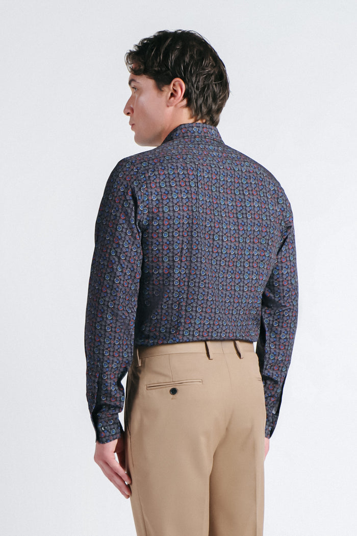 CAMICIA FANTASIA STRETCH NERO - Sonnybono