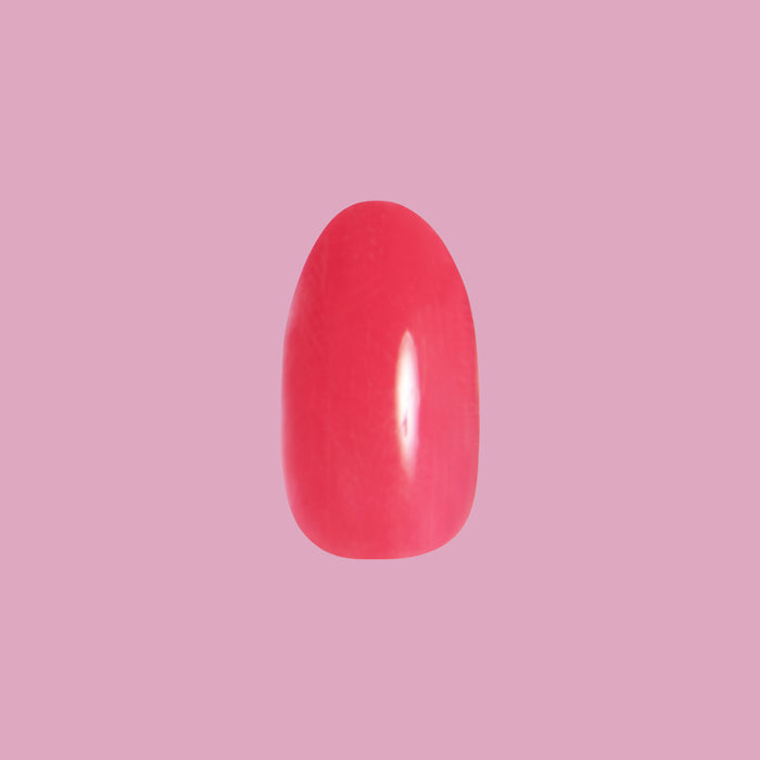 Single medium oval press-on nail in Cherry Crush | Oval | Medium bright neon cherry red shade with glossy finish