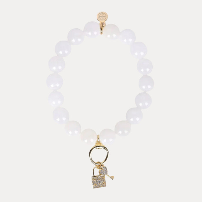 White Lock and Key Beaded Clara Bracelet | BuDhaGirl