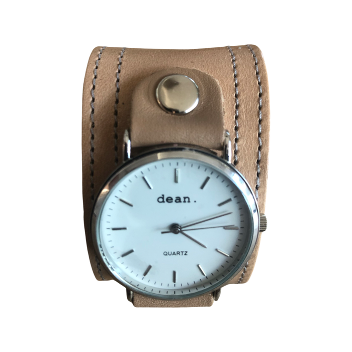 beige w/grey stitch