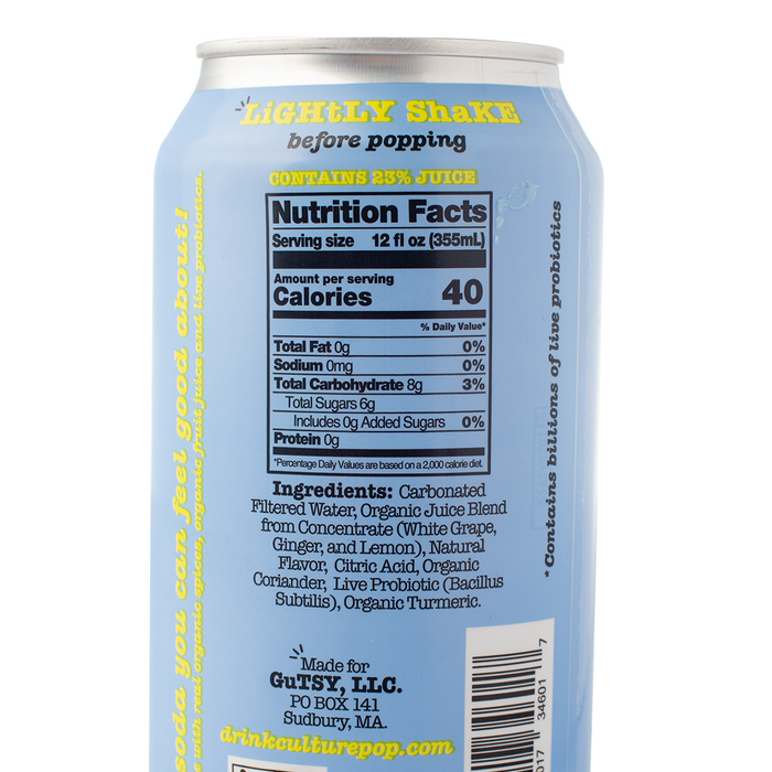 Culture Pop Soda Ginger Lemon 355ml