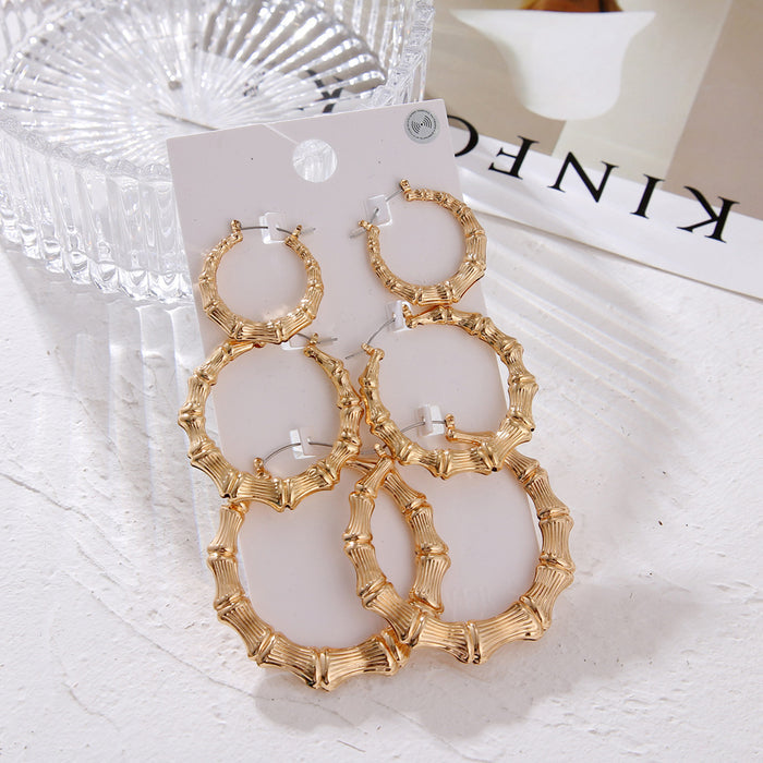 E1625 - Korean Large Buckle Hoop Earring Set