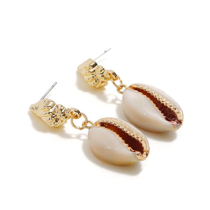 E1664 - Golden Conch Shell Earrings