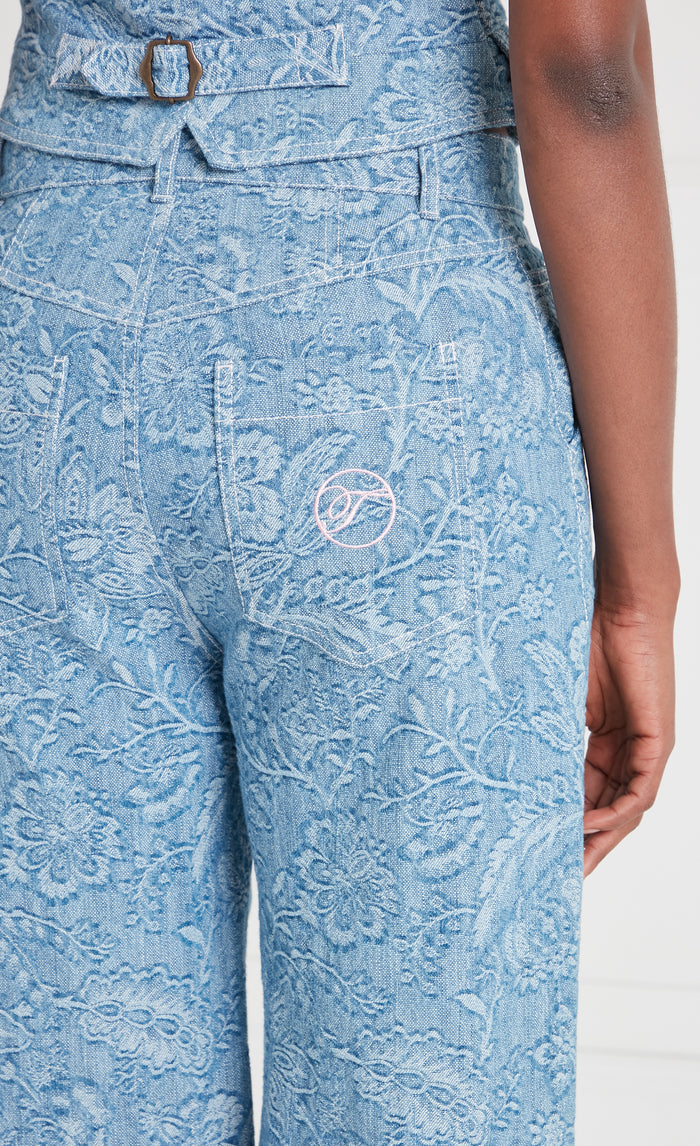 Francis Denim Wide-Leg Trousers - Washed Blue