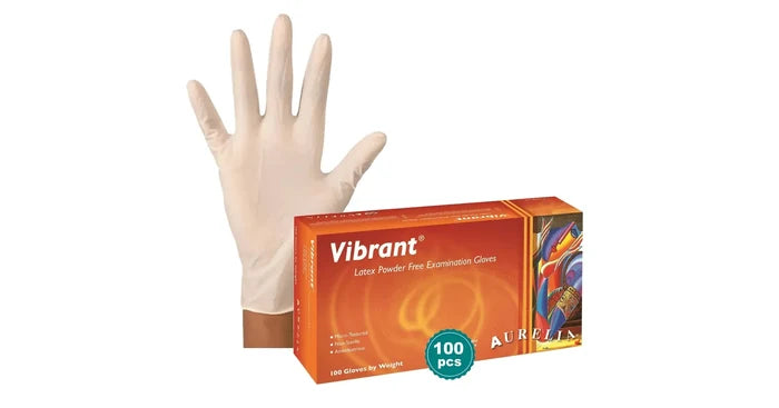 Gloves - Aurelia Vibrant Latex (Powder Free) X-Small (100/Box)
