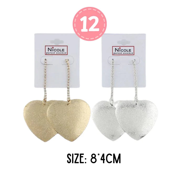Heartbreaker Style! 8cm Oversized Textured Heart Drop Earrings