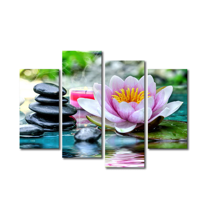 High Quality Art Print on Stretched Canvas of a Floating Lotus Flower