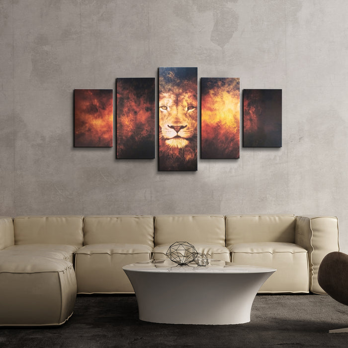 High Quality Art Print on Stretched Canvas of a Lion in Group