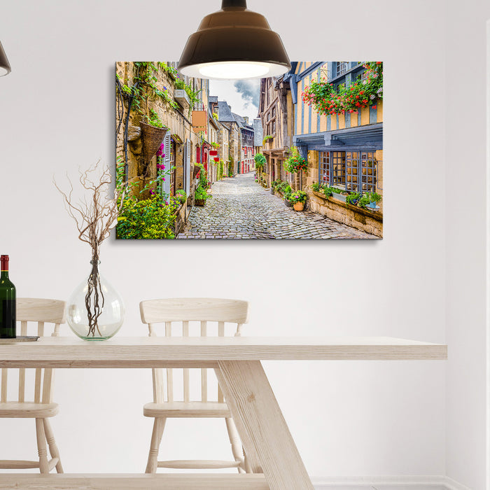 High Quality Art Print on Stretched Canvas of Italy Street in colors