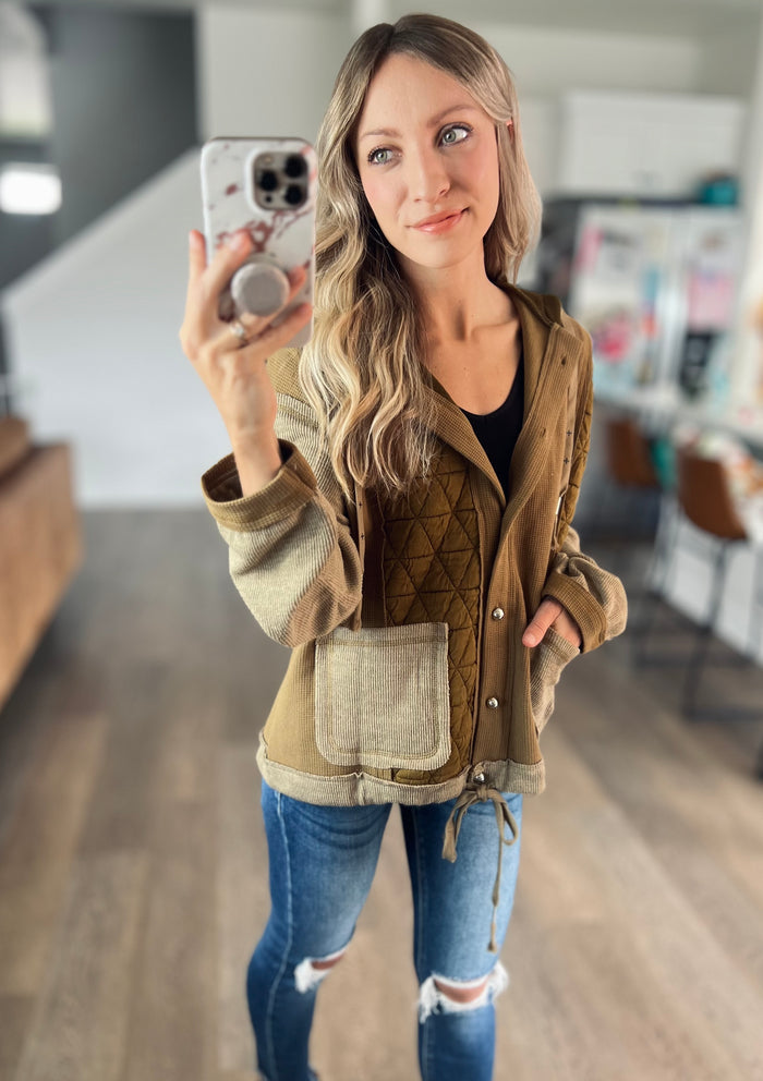 Kline Quilted Button Hoodie