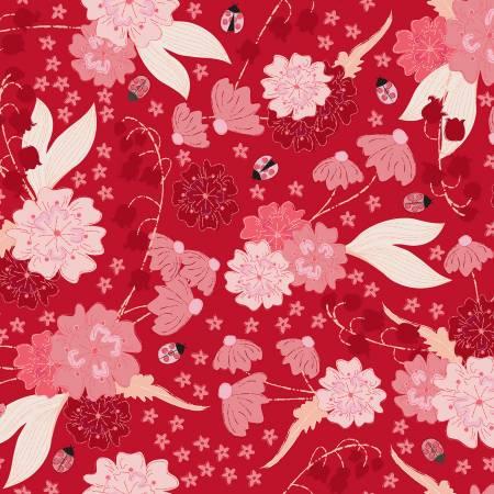 LADYBUG MANIA - FLORAL (4 YARDS)
