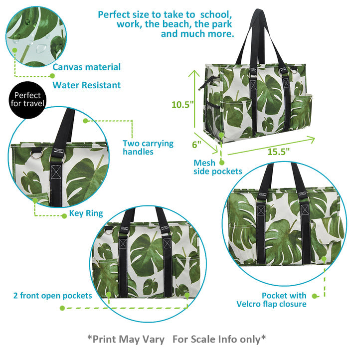 Leafy Delight NGIL Zippered Caddy Organizer Tote Bag