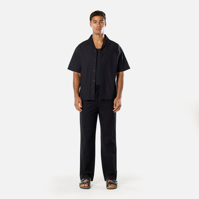 Linen Blend Pant Set | Black