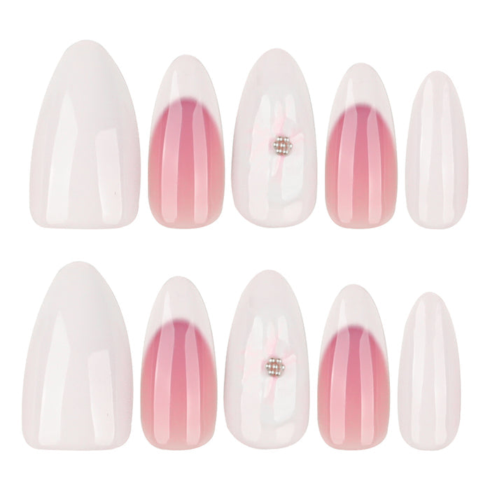 NA038 - Simple French White Edge Glam Nails