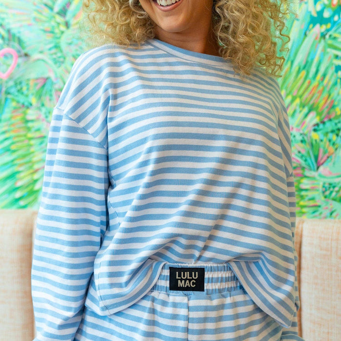 STRIPE LONGSLEEVE TOP-LIGHT BLUE