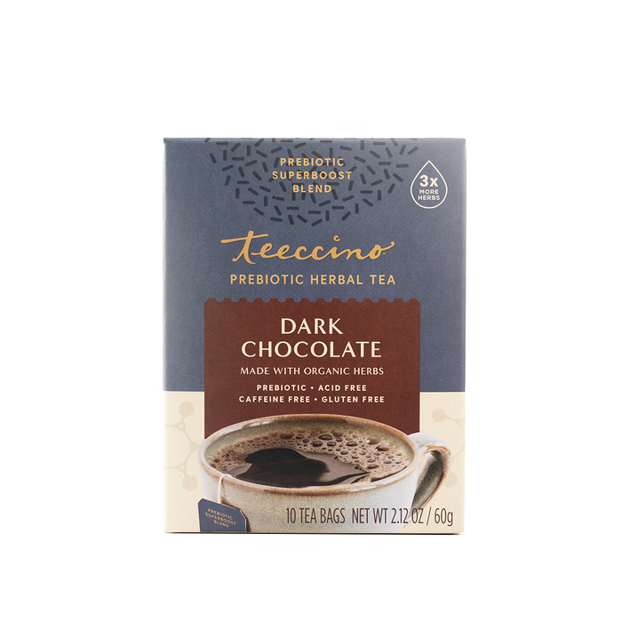Teeccino Dark Chocolate Prebiotic Herbal Tea 10 Tea Bags