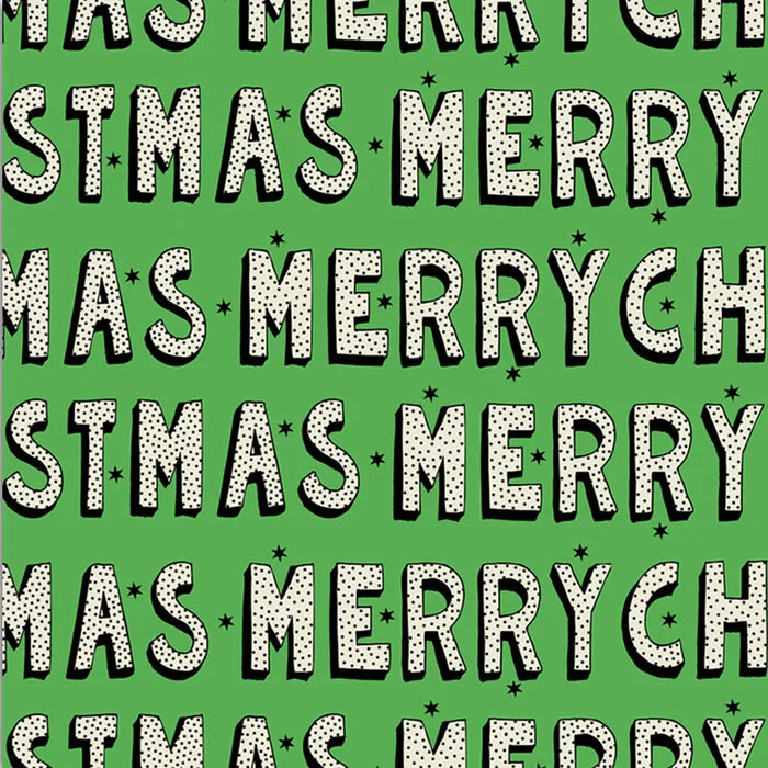 Uniqueco Printed Elf Merry Christmas Green Roll of Wrap 2m