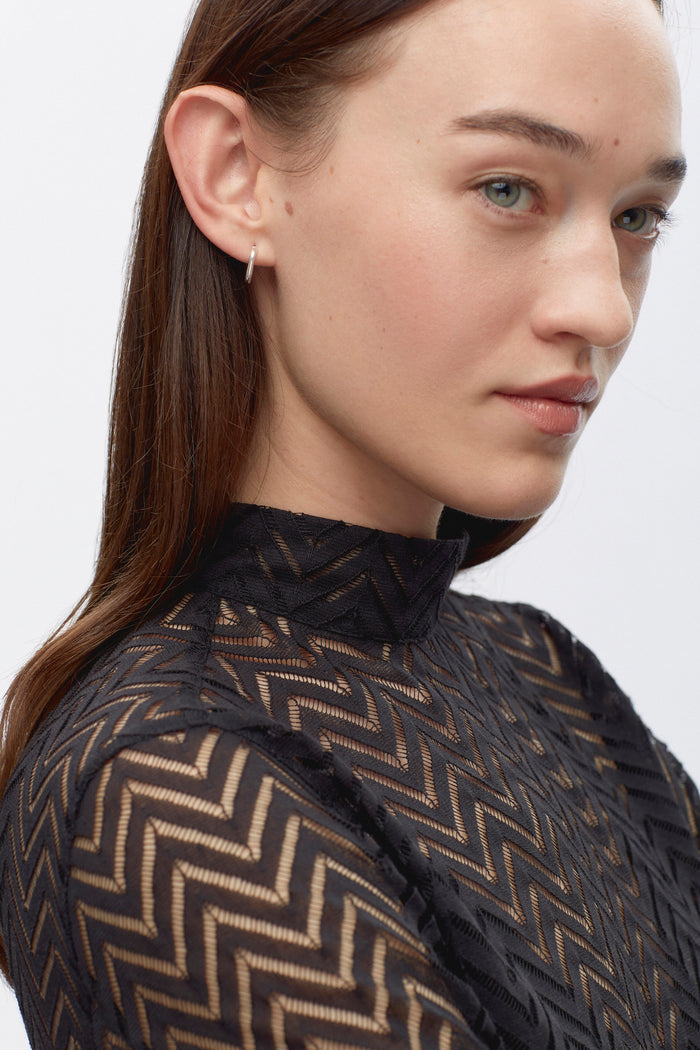 Women's Lace Mockneck in Black