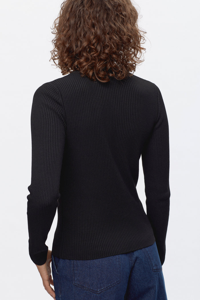 Women's Rib Henley in Black