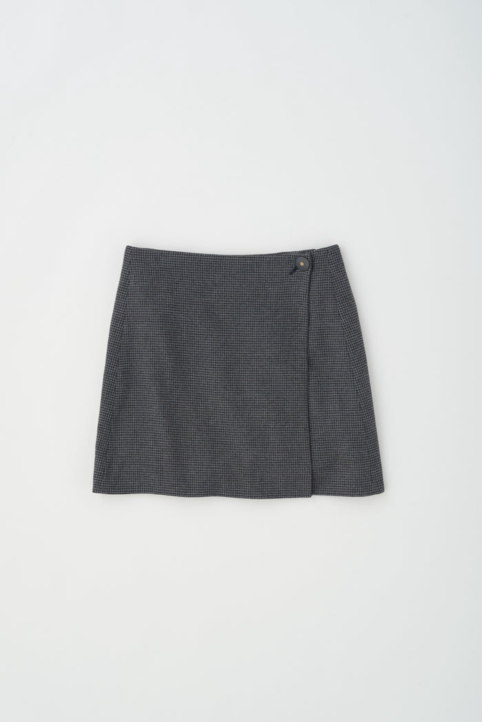 Women's Rosetta Wool Skirt in Black/Herringbone