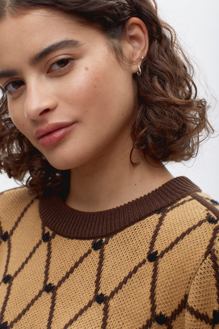 Women's Soad Sweater in Camel/Carafe/Black