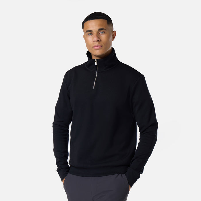 1/4 Zip Interlock Funnel Fleece | Black