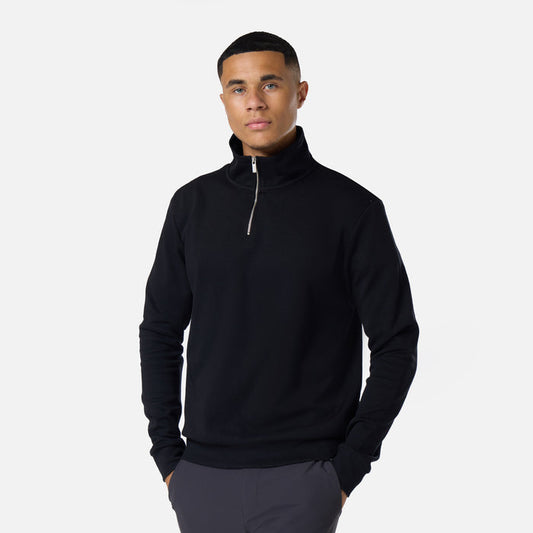 1/4 Zip Interlock Funnel Fleece | Black