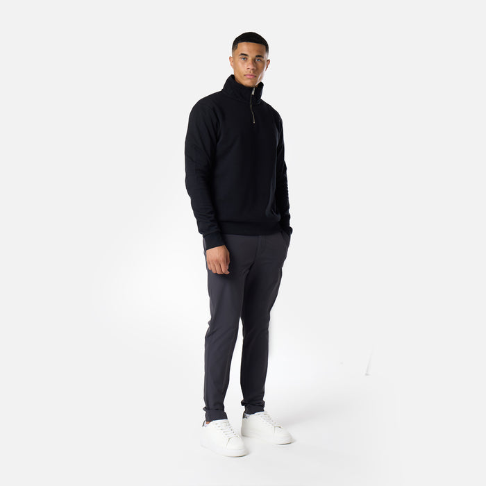 1/4 Zip Interlock Funnel Fleece | Black