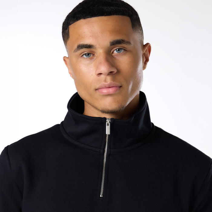 1/4 Zip Interlock Funnel Fleece | Black