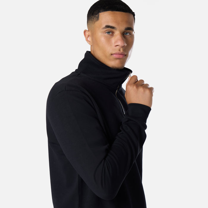 1/4 Zip Interlock Funnel Fleece | Black