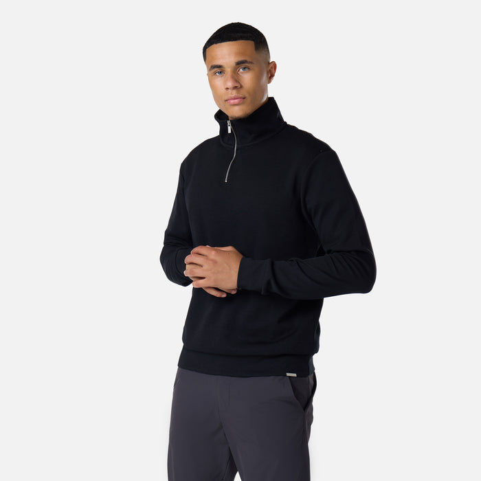 1/4 Zip Interlock Funnel Fleece | Black
