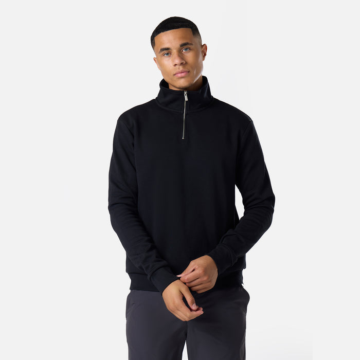 1/4 Zip Interlock Funnel Fleece | Black