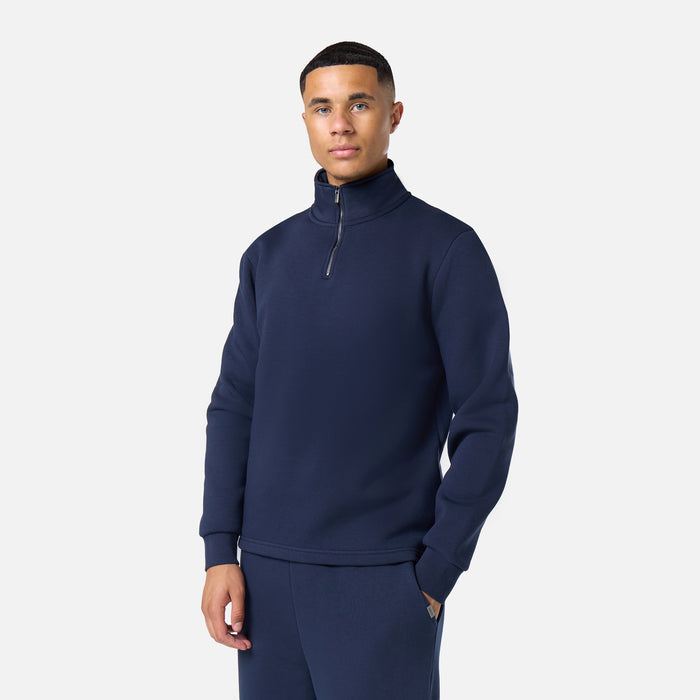 1/4 Zip Interlock Funnel Fleece | Navy