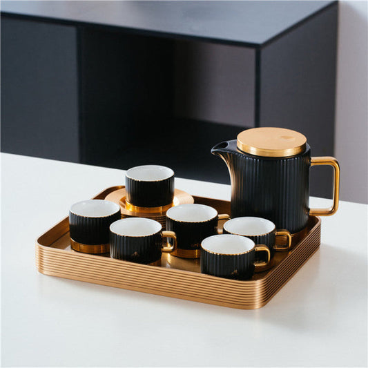 15-Piece Luxury Coffee Essentials Set – Black/White & Gold Finish