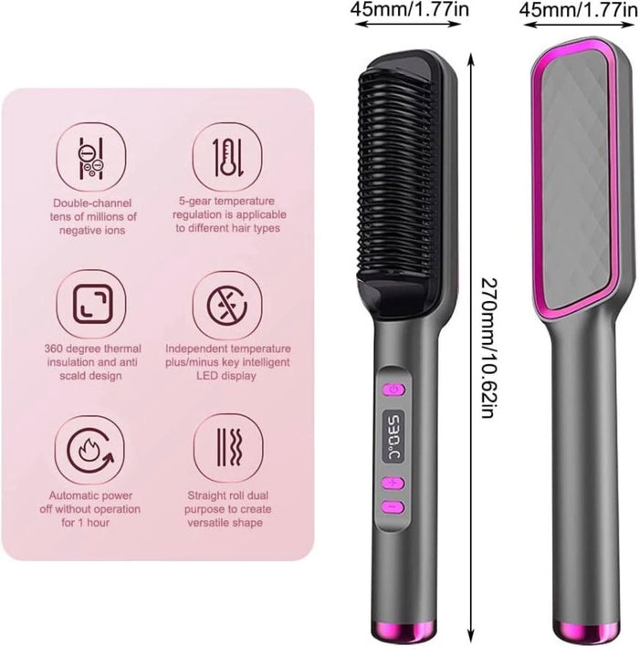 2In1 Negative-ion Hair Straightener Brush