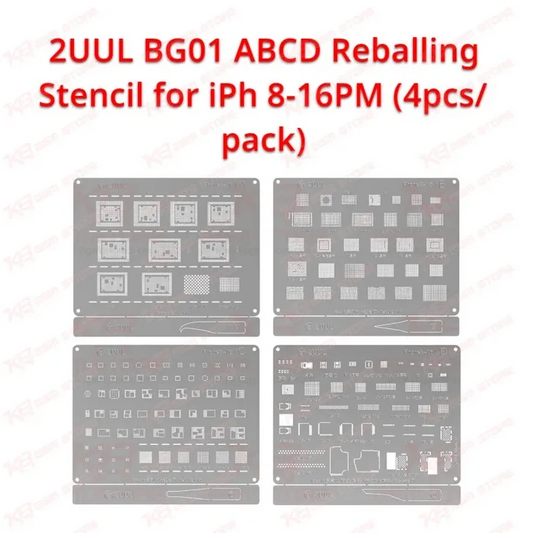 2UUL BG01 ABCD Reballing Stencil for iPh 8-16PM (4pcs/pack)