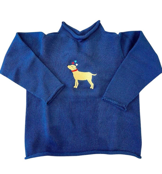 A Soft Idea Valentine's Retriever Roll Neck Sweater in Navy