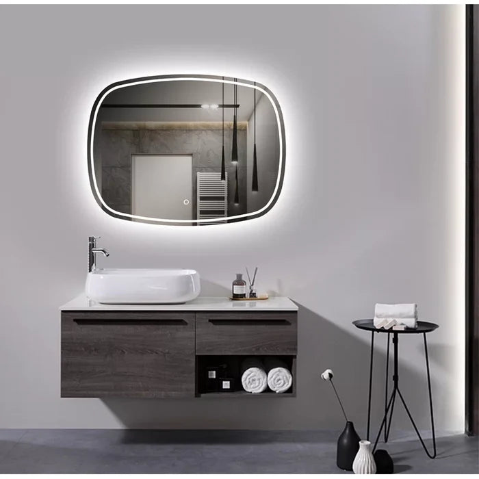Aldfreck Oval LED Wall Mirror With Touch Sensor (3 Led Lights Integrated)