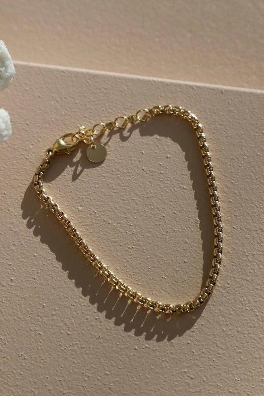 B1197G Bracelet-Nova Holland Round Box Chain Gold SMALL
