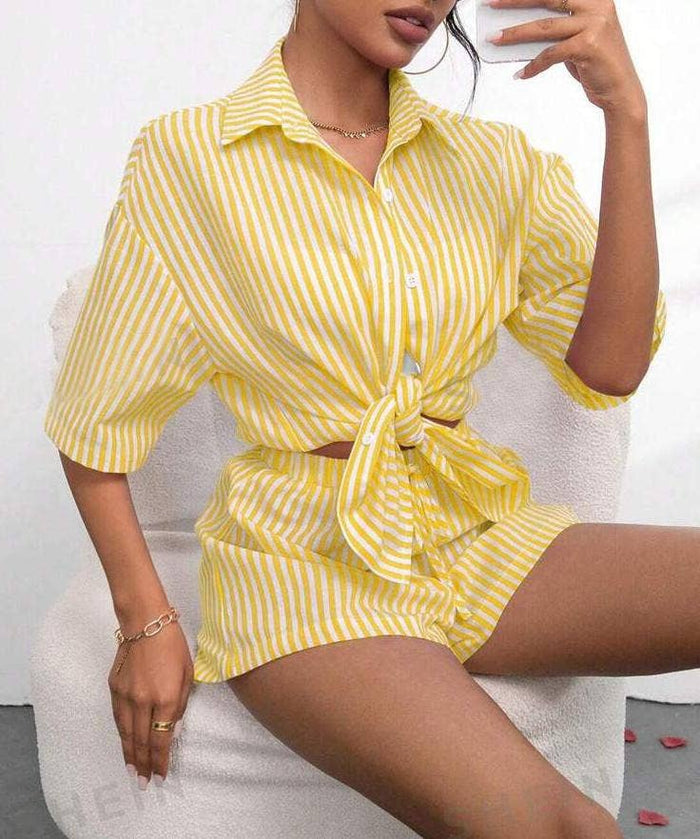 Beach Please Button Up / Shorts Set