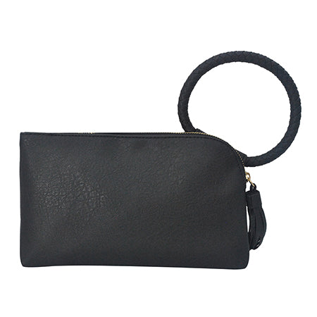 Black NGIL Fashion Faux Leather Mini Purse With Fringe Tassel