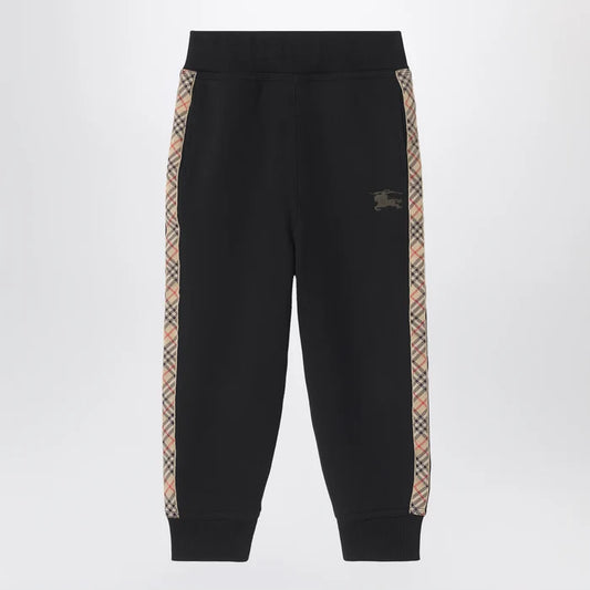 Burberry - Black jogging trousers with Check motif detail