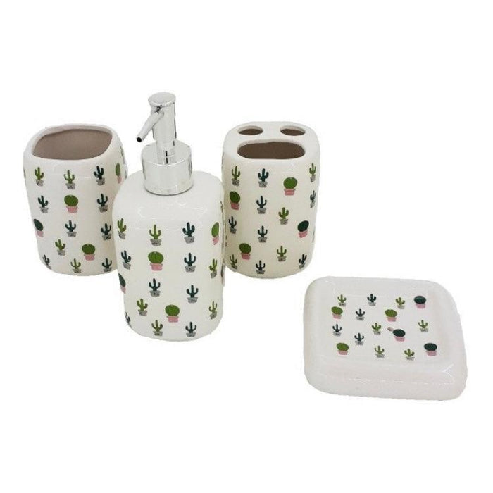 Cactus Bath Set White - 4pcs - HomeHatchpk