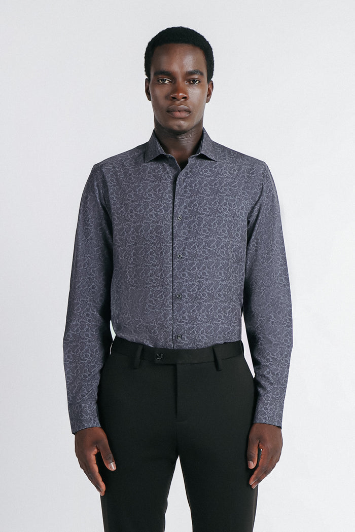 CAMICIA FANTASIA STRETCH GRIGIO - Sonnybono