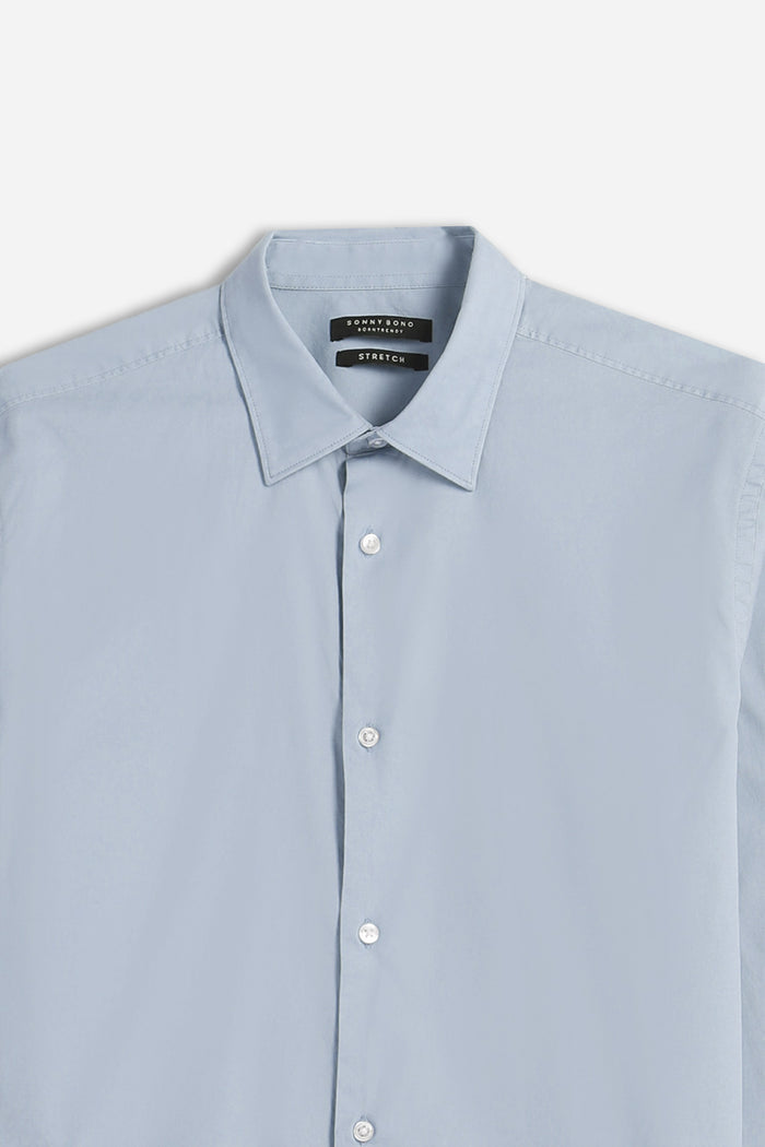 CAMICIA STRETCH BASIC AZZURRO