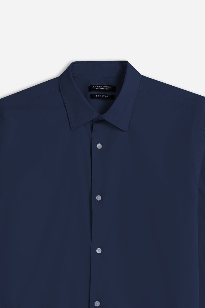 CAMICIA STRETCH BASIC BLEU