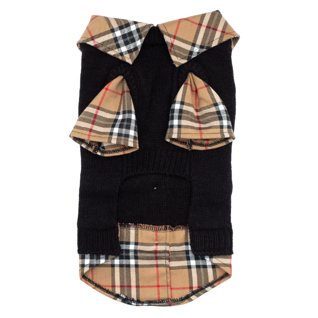 BLACK-BEIGE-PLAID-TWO-FER-DOG-CARDIGAN